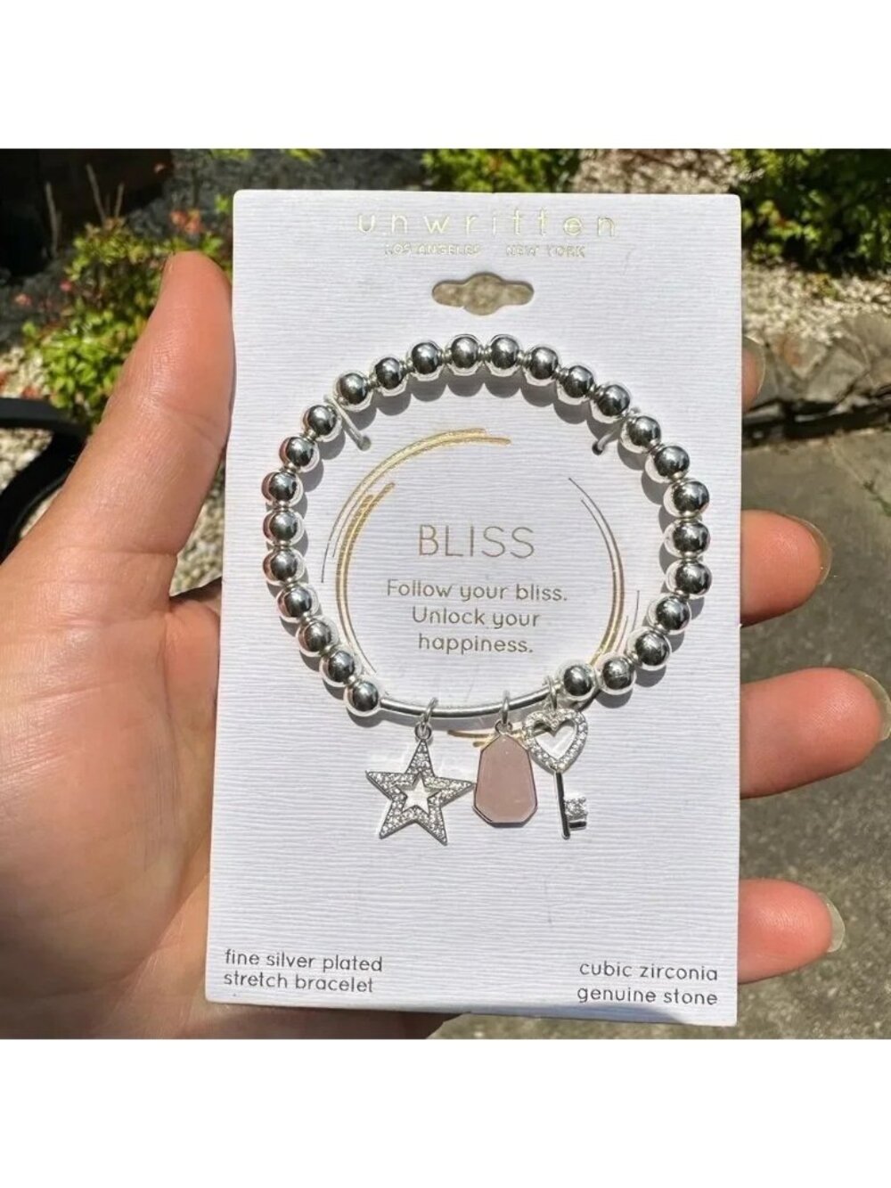 Heart Key&Rose Quartz Charm Bracelet